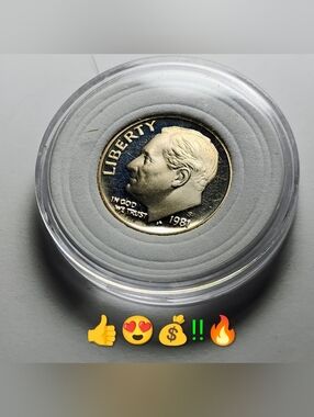 1981 Roosevelt Dime in Clear Capsule - Gold Tone and Silver CLAD Proof
